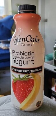 Strawberry / Banana Probiotic Drinkable Lowfat Yogurt, Strawberry / Banana