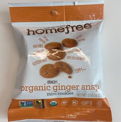 Organic Ginger Snap Mini Cookies, Gluten Free, Single Serve, 1/0.95 Oz.