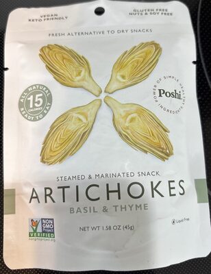 Basil & Thyme Artichokes Steamed & Marinated Snack, Basil & Thyme