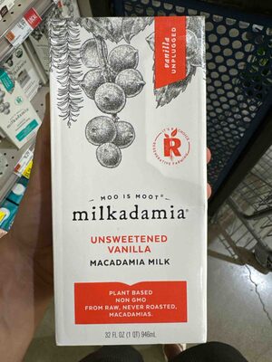 Unsweetened Vanilla Macadamia Milk, Unsweetened Vanilla