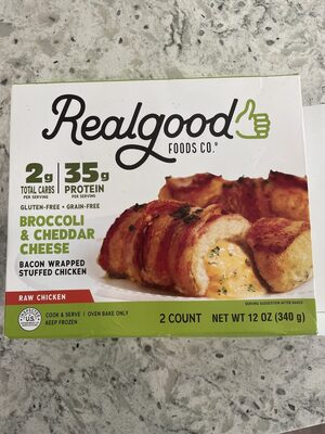 Broccoli & Cheddar Cheese Bacon Wrapped Stuffed Chicken, Broccoli; Cheddar Cheese
