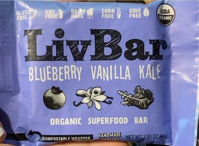 Blueberry Vanilla Kale Organic Superfood Bar, Blueberry Vanilla Kale