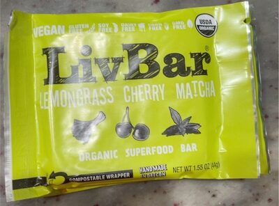 Lemongrass Cherry Matcha Organic Superfood Bar, Lemongrass Cherry Matcha