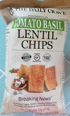 Tomato Basil Flavored Lentil Chips, Tomato Basil