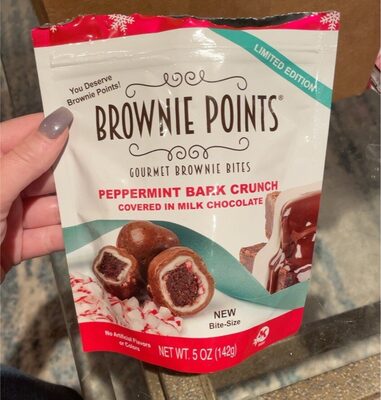 Gourmet Brownie Bites Peppermint Bark Crunch Covered In Milk Chocolate, Milk Chocolate