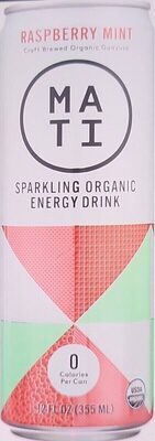 Raspberry Mint Sparkling Organic Energy Drink, Raspberry Mint