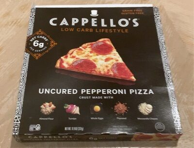 Uncured Pepperoni Crust Made With Almond Flour, Turnips, Whole Eggs, Flaxseed, Mozzarella Cheese Pizza, Uncured Pepperoni Almond Flour, Turnips, Whole Eggs, Flaxseed, Mozzarella Cheese