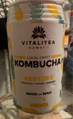 Maui Gold Pineapple Ginger & Turmeric Restore Local Craft Kombucha, Maui Gold Pineapple Ginger & Turmeric