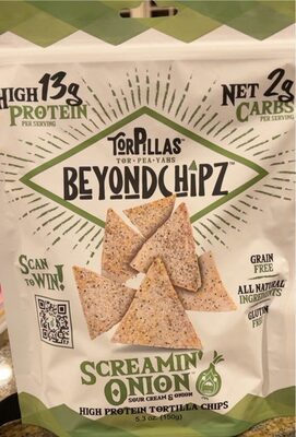 Screamin' Onion Sour Cream & Onion High Protein Tortilla Chips, Screamin' Onion Sour Cream & Onion