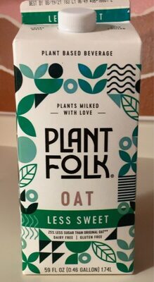 Less Sweet Oat Plant Based Beverage, Less Sweet