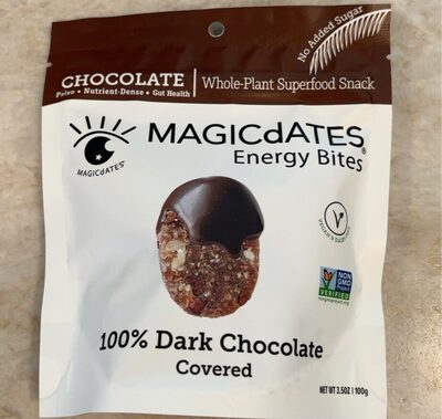 100% Dark Chocolate Covered Whole-Plant Superfood Snack Energy Bites, Chocolate
