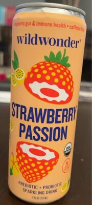 Strawberry Passion Prebiotic + Probiotic Sparkling Drink, Strawberry Passion