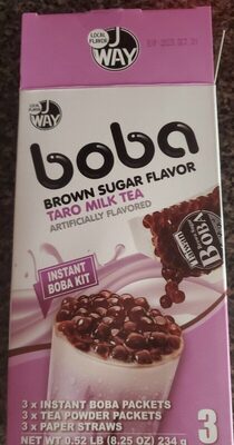Brown Sugar Taro Milk Tea Instant Boba Kit - Instant Boba Packets, Tea Powder Packets, Paper Straws, Brown Sugar Taro Milk Tea