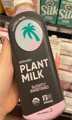 Slightly Sweetened Organic Plant Milk, Slightly Sweetened