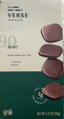 Mint Crisp Peppermint 90% Cacao Dark Chocolate Medallion, Mint Crisp Peppermint