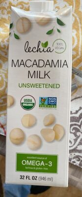 Unsweetened Organic Macadamia Milk, Unsweetened