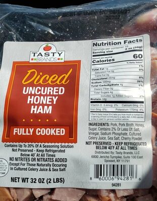 Uncured Honey Diced Ham, Uncured Honey