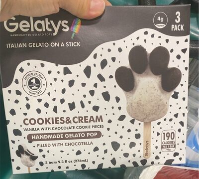Cookies & Cream Handmade Gelato Pop Bars, Cookies & Cream