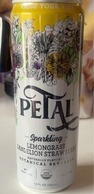 Sparkling Lemongrass Dandelion Strawberry Botanical Beverage, Lemongrass; Strawberry