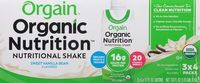 Organic Nutrition Grass-Fed Protein 16 G Shake, Sweet Vanilla Bean, Sweet Vanilla Bean