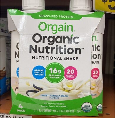 Organic Grass-Fed Protein 16 G, Vitamins & Minerals 20 Nutrition Protein Shake, Sweet Vanilla Bean, Sweet Vanilla Bean