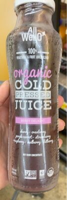 Berry Delight Organic 100% Vegetable & Fruit Cold Pressed Juice Blend, Berry Delight