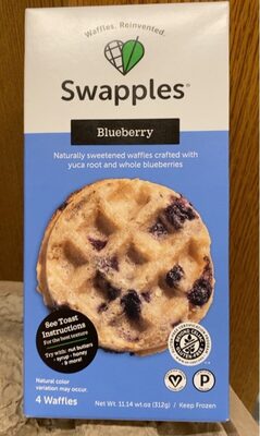 Blueberry Naturally Sweetened Waffles Crafted With Yuca Root And Whole Blueberries, Blueberry