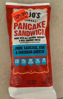 Pork Sausage, Egg & Cheddar Cheese Pancake Sandwich, Pork Sausage, Egg & Cheddar Cheese