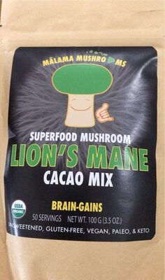Lion's Mane 1,000 Mg Medicinal Mushroom Memory, Focus, Brain & Nerve Cacao Mix, Unsweetened, Unsweetened