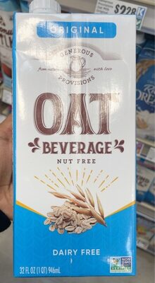 Original Dairy Free Oat Beverage, Original