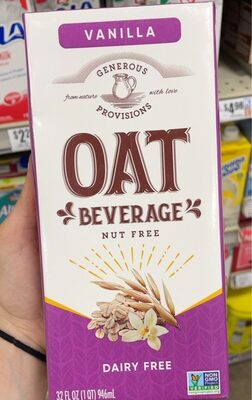 Vanilla Dairy Free Oat Beverage, Vanilla