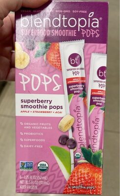 Apple + Strawberry + Acai Superberry Superfood Smoothie Pops, Apple; Strawberry; Acai