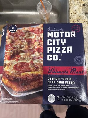 Ultimate Meat A Thick, Crispy Crust Topped Edge To Edge With Mozzarella Cheese, Sliced And Diced Pepperoni, Italian Sausage And Bacon Detroit-Style Deep Dish Pizza, Ultimate Meat