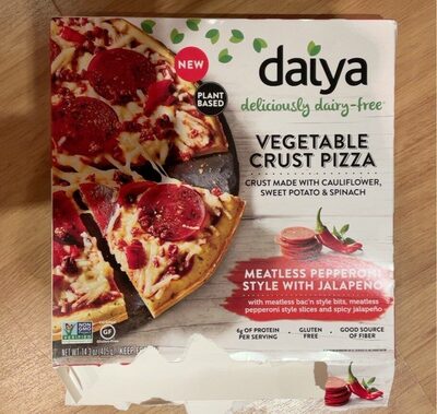 Meatless Pepperoni Style With Jalapeno With Meatless Bac'N Style Bits, Meatless Pepperoni Style Slices And Spicy Jalapeno Vegetable Crust Pizza, Meatless Pepperoni Style With Jalapeno
