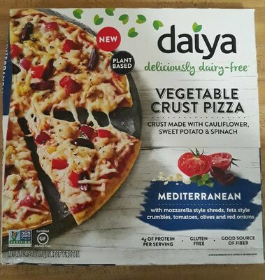 Mediterranean With Mozzarella Style Shreds, Feta Style Crumbles, Tomatoes, Olives And Red Onions Vegetable Crust Pizza, Mediterranean
