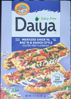 Chick'N, Smoked Bac'N & Ranch Style With Tomato, Spinach, Fire-Roasted Red Onion & Mozzarella Style Plant-Based Cheeze Flatbread, Chick'N, Smoked Bac'N & Ranch Style