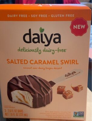 Salted Caramel Swirl Creamy Caramel Bar Dipped In Rich Fair Trade Dark Chocolate Coconut Non-Dairy Frozen Dessert, Salted Caramel Swirl