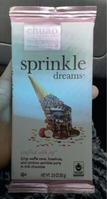 Sprinkle Dreams Crisp Waffle Cone, Hazelnuts, And Rainbow Sprinkles Party In Milk Chocolate Bar, Sprinkle Dreams