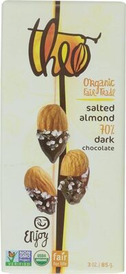 Organic 70% Salted Almond Dark Chocolate, Salted Almond
