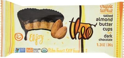 Theo, Organic Fair Trade Dark Chocolate, Salted Almond Butter Cups, Salted Almond Butter Cups