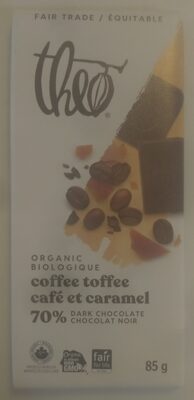 Organic Coffee Toffee 70% Dark Chocolate, Coffee Toffee