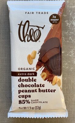 Double Chocolate Organic 85% Dark Chocolate Peanut Butter Cups, Double Chocolate