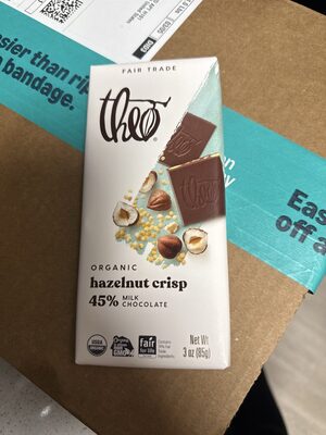 Hazelnut Crisp Organic 45% Milk Chocolate, Hazelnut Crisp