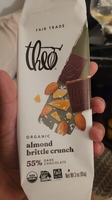 Almond Brittle Crunch Organic 55% Dark Chocolate, Almond Brittle Crunch