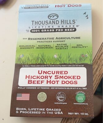 Uncured Hickory Smoked Beef Hot Dogs, Uncured Hickory Smoked