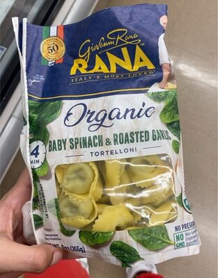 Organic Baby Spinach & Roasted Garlic Tortelloni, Spinach; Garlic