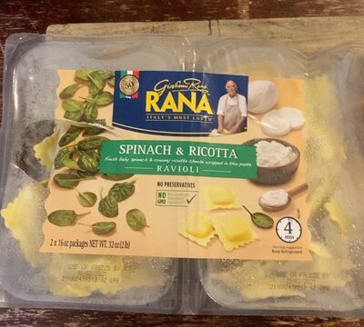 Spinach & Ricotta Fresh Baby Spinach & Creamy Ricotta Cheese Wrapped In Thin Pasta Ravioli, Spinach & Ricotta