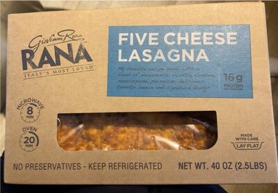 Cheese Lasagna, Mozzarella; Ricotta; Fontina; Mascarpone; Parmesan