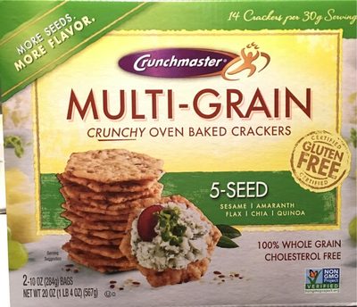 5-Seed Sesame, Amaranth, Flax, Chia, Quinoa Multi-Grain Crunchy Oven Baked Crackers, 5-Seed
