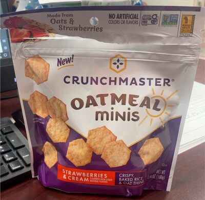 Strawberries & Cream Crispy, Baked Rice & Oat Thins Oatmeal Minis, Strawberries & Cream